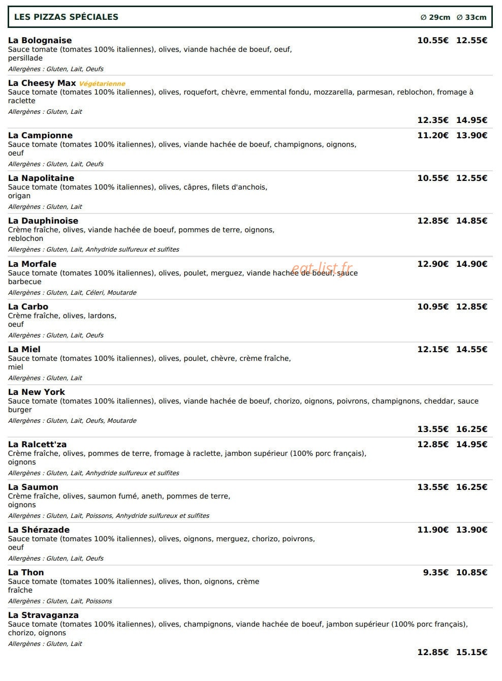 Le Kiosque à Pizzas — carte page 3