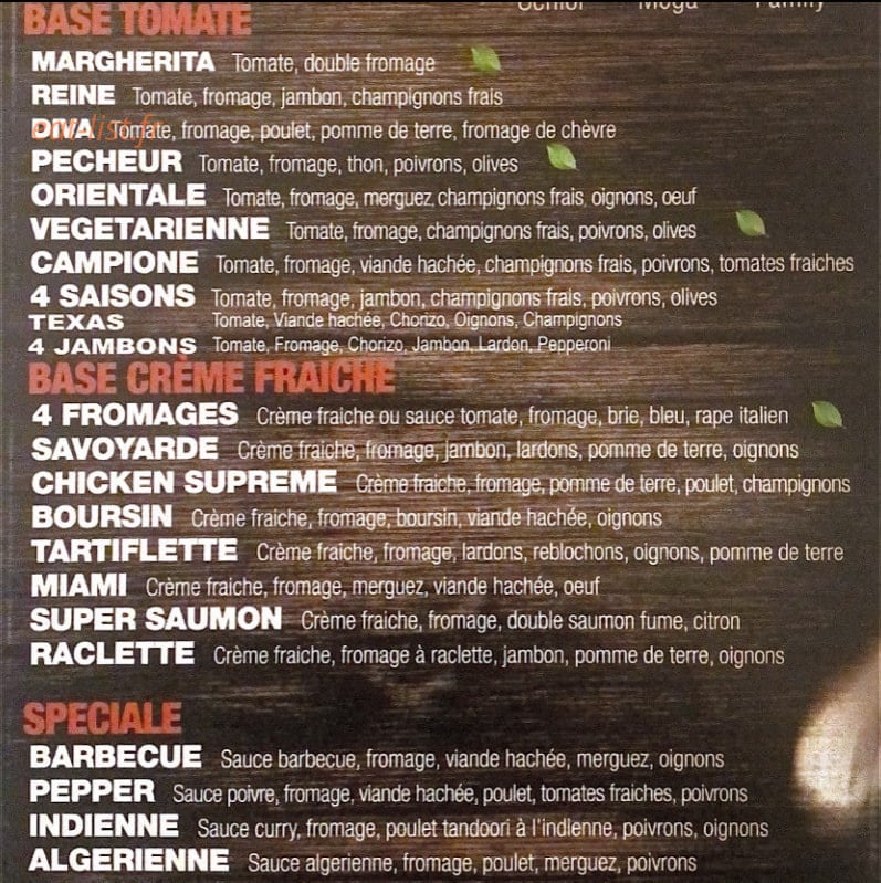 Pizza house — carte page 1