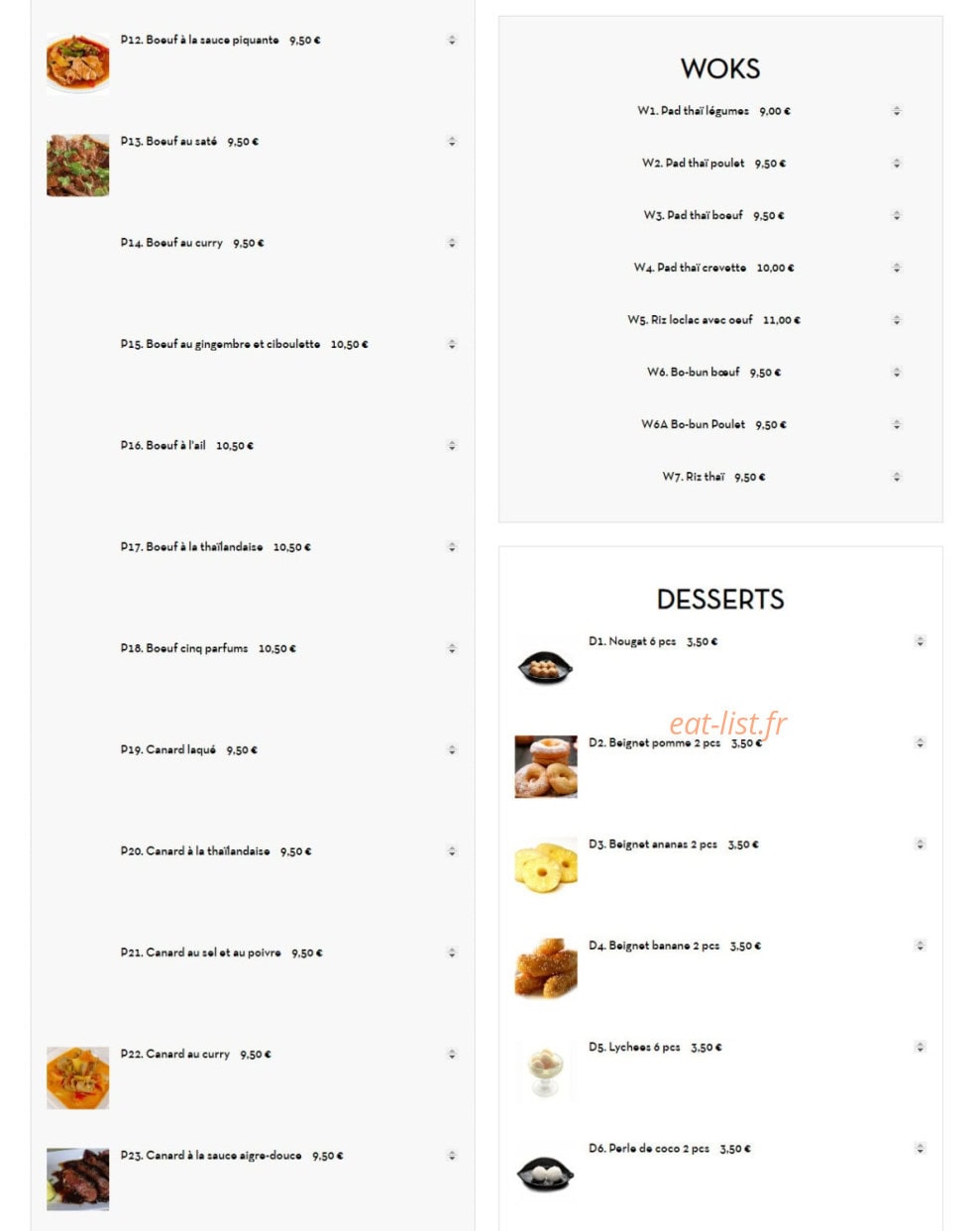Asian Food — carte page 4