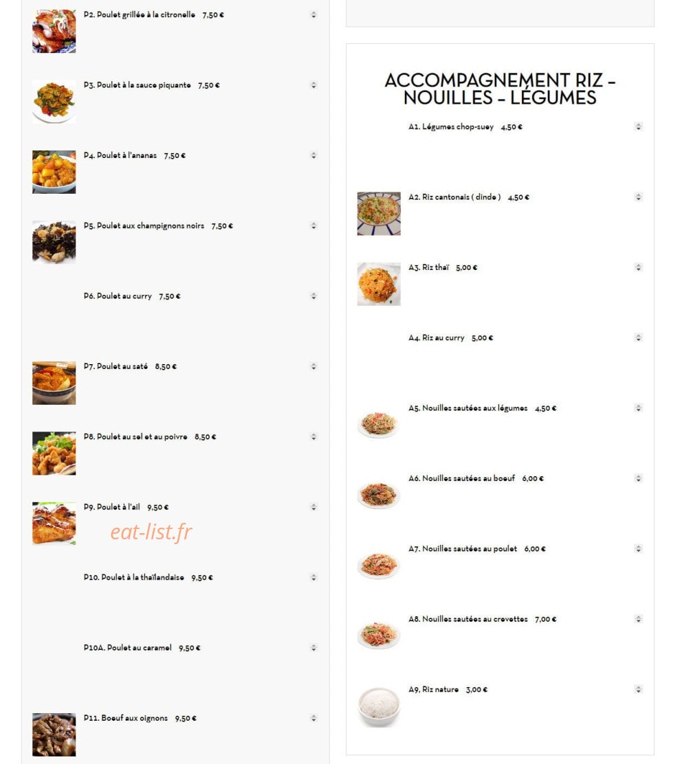 Asian Food — carte page 2