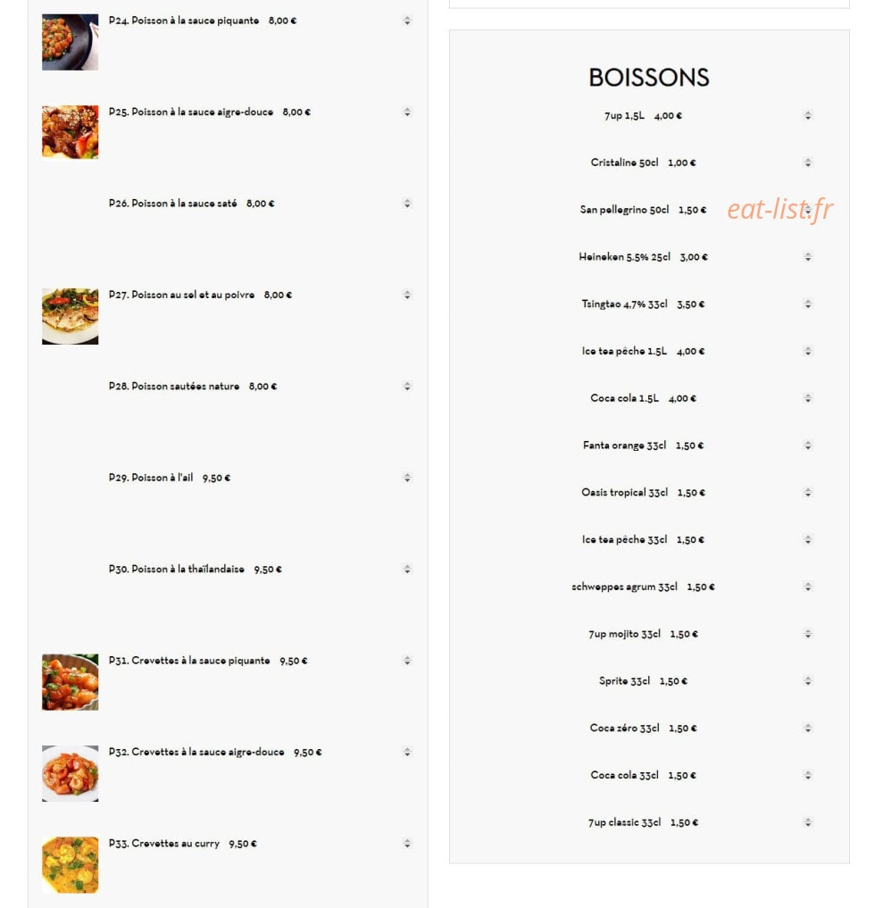 Asian Food — carte page 5
