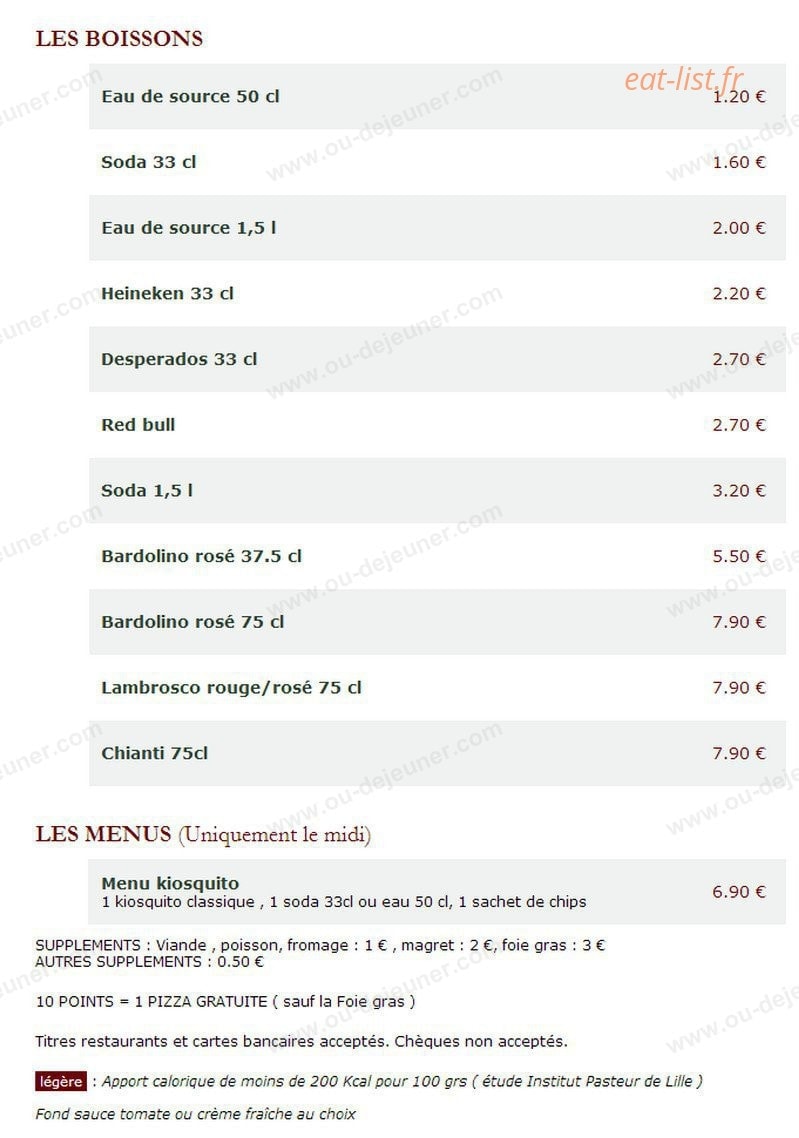 Le Kiosque à Pizzas — carte page 5