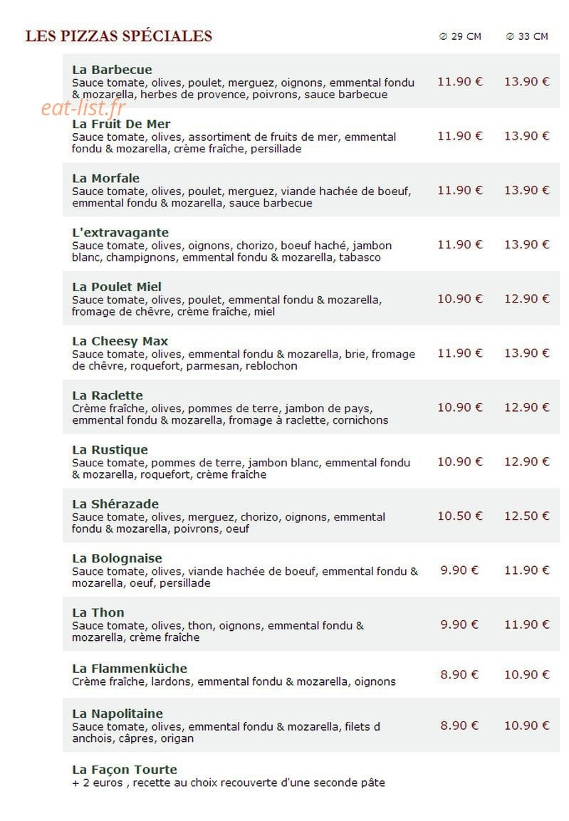 Le Kiosque à Pizzas — carte page 2