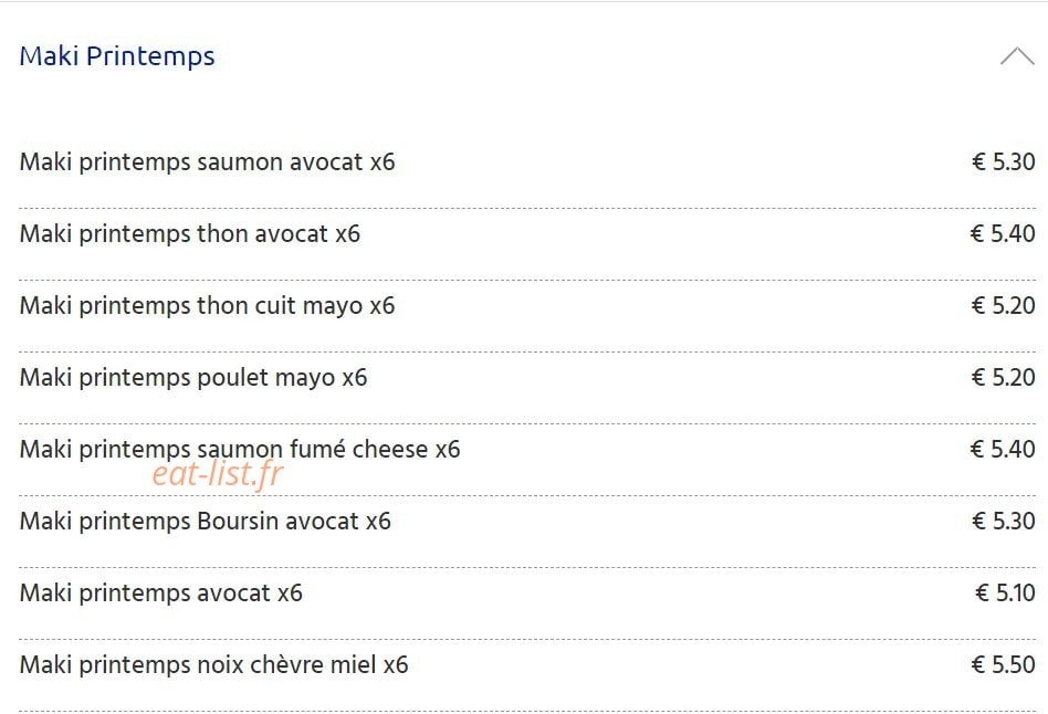 Arpajon Sushi — carte page 8