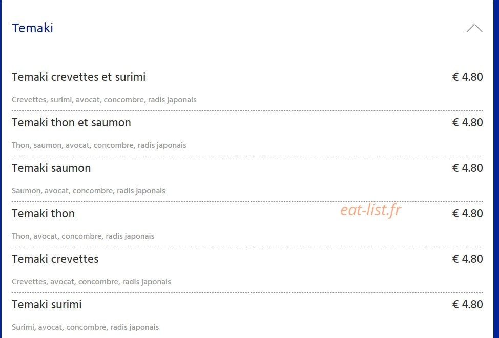 Arpajon Sushi — carte page 16