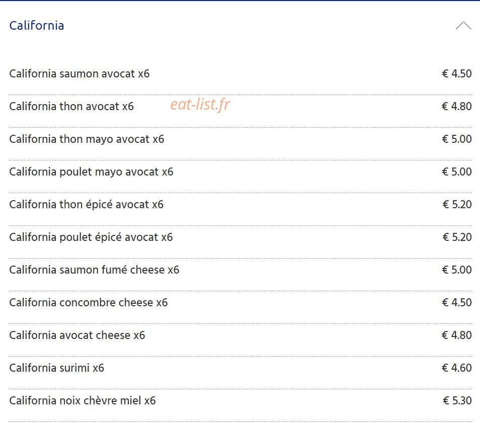 Arpajon Sushi — carte page 1