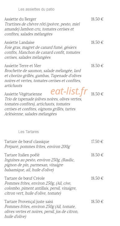 Auberge De La Montagne — carte page 3