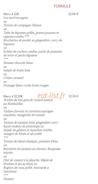 Auberge De La Montagne — carte page 5