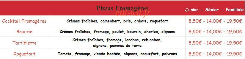 Espace Pizza — carte page 4