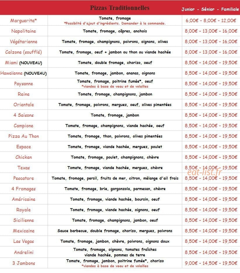 Espace Pizza — carte page 2