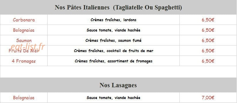 Espace Pizza — carte page 8
