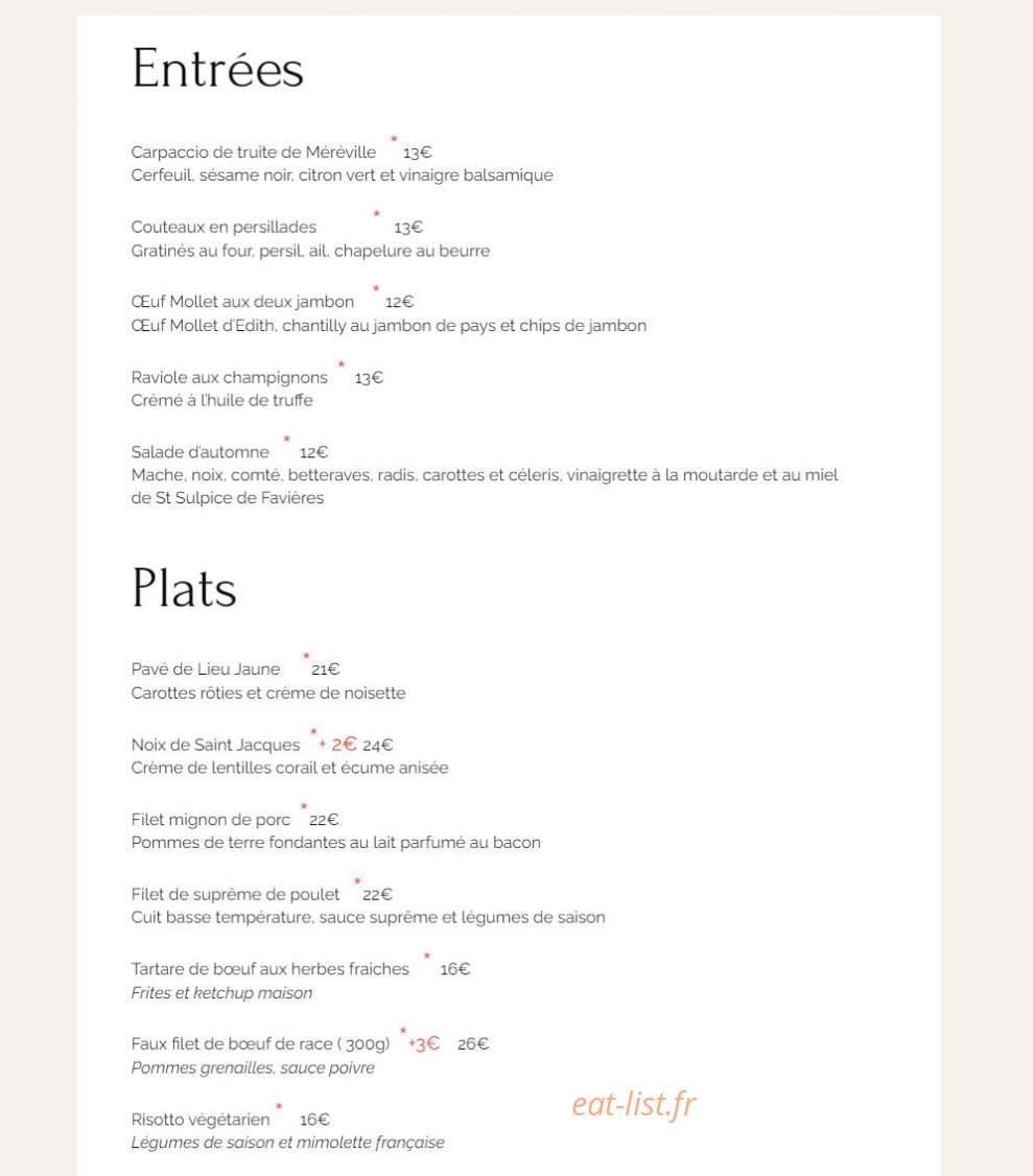 La Ciboulette — carte page 2