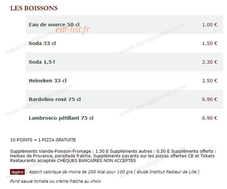 Le Kiosque à Pizzas — carte page 5
