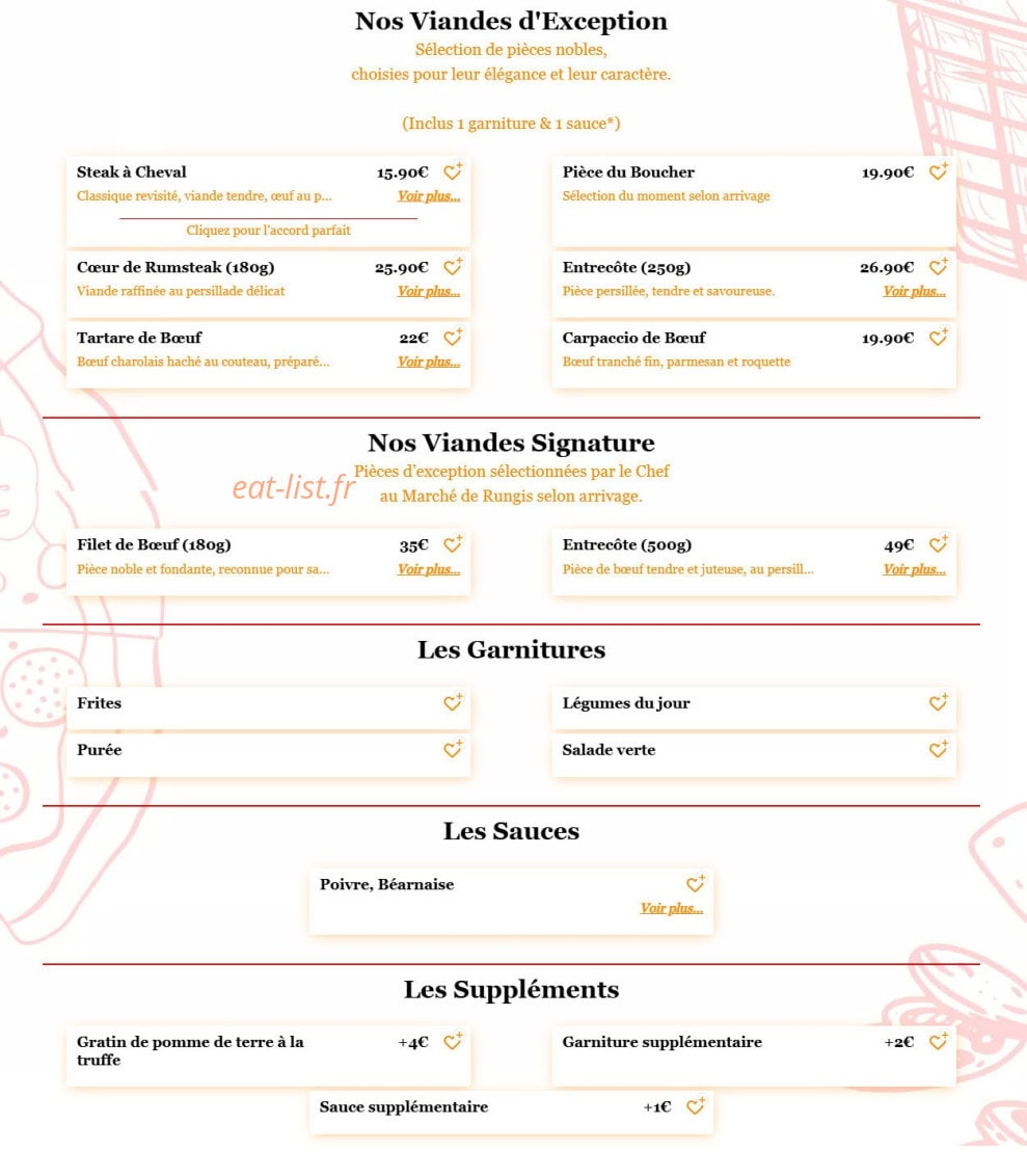 Alliya steakhouse — carte page 2