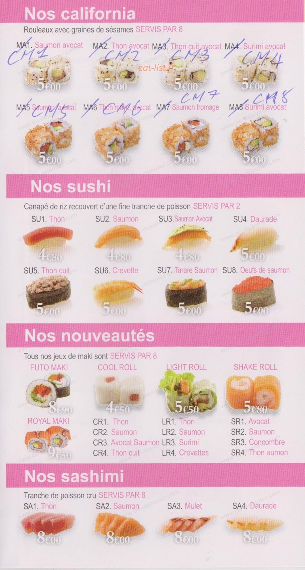 Au Jap Sushi — carte page 3