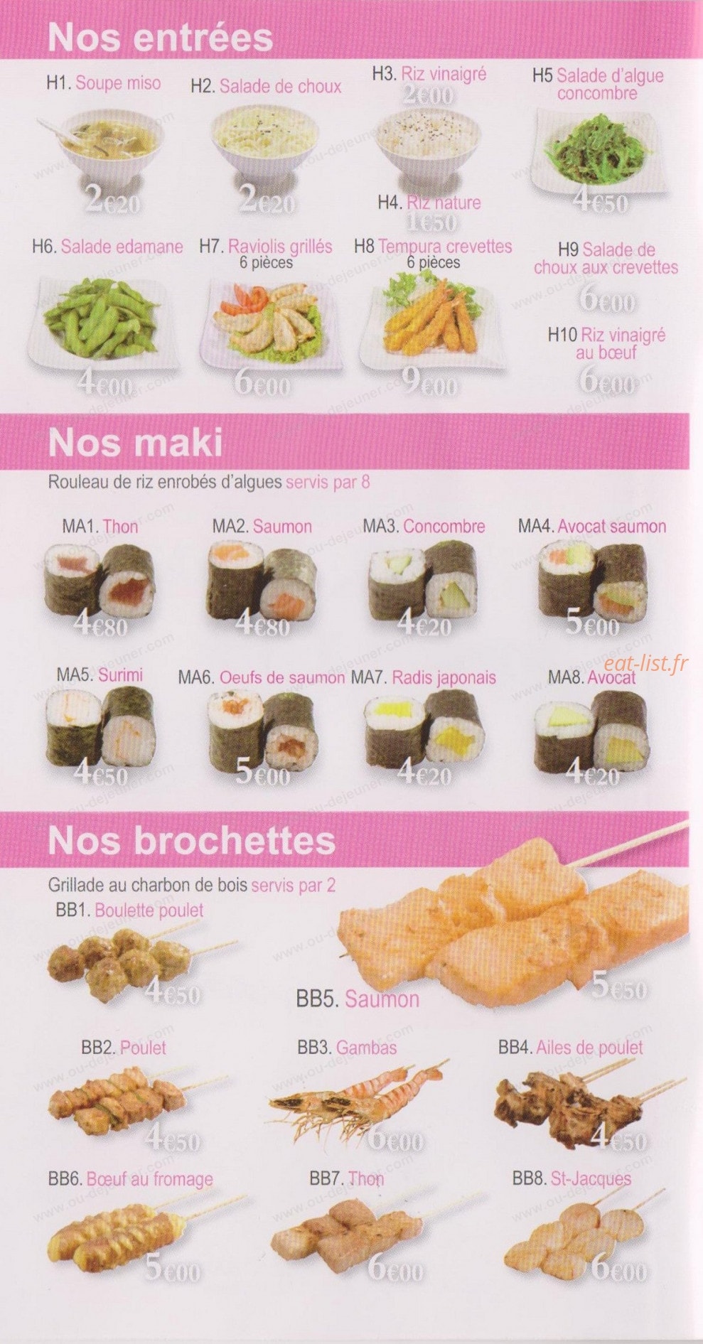 Au Jap Sushi — carte page 2
