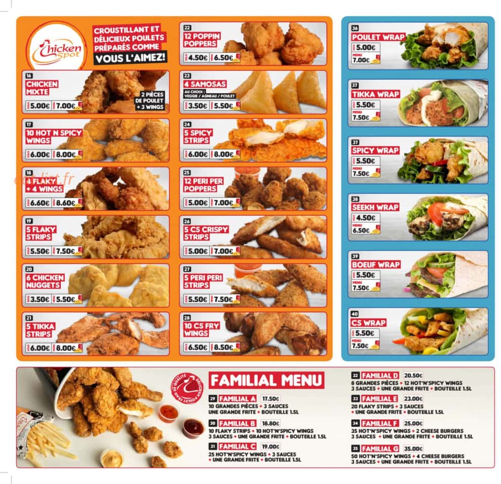 Chicken Spot — carte page 2