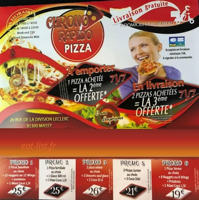 Chrono Rapido Pizza — carte page 1