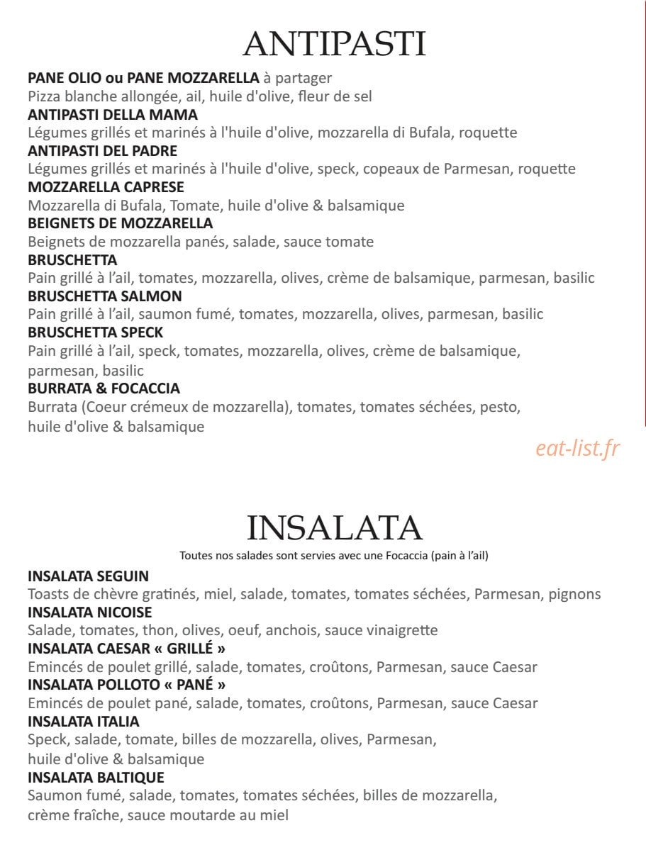 Mama Kitchen — carte page 1