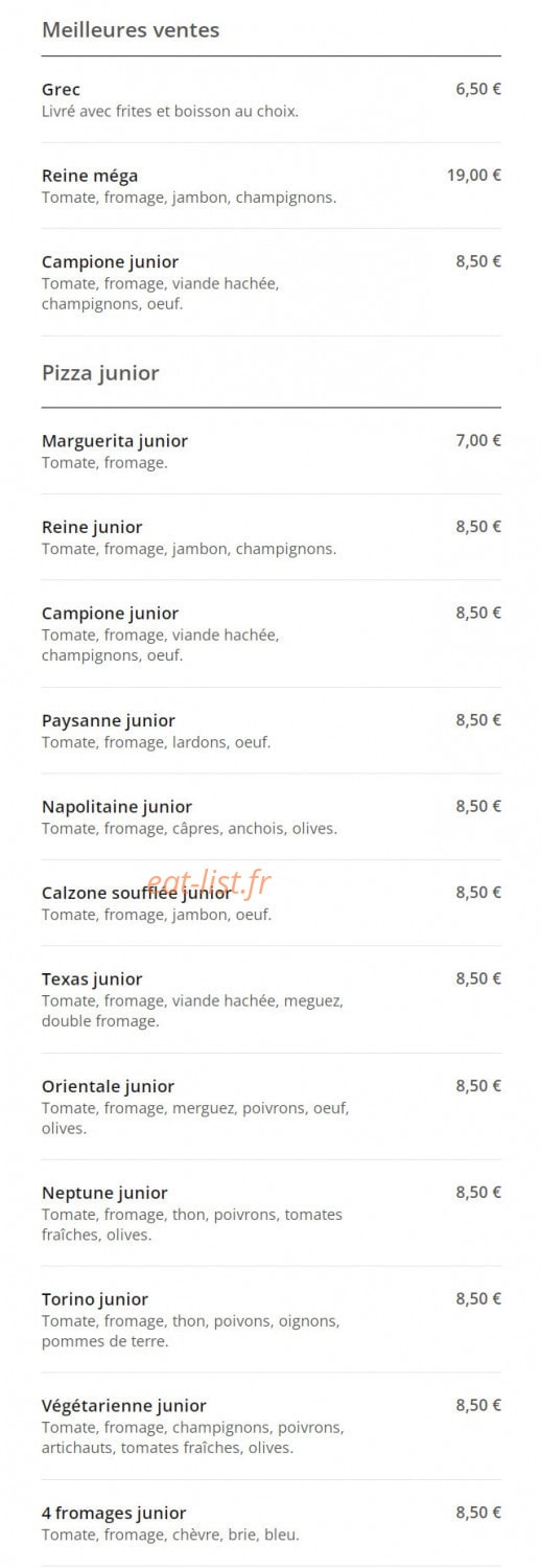 Pizza Bugati — carte page 1