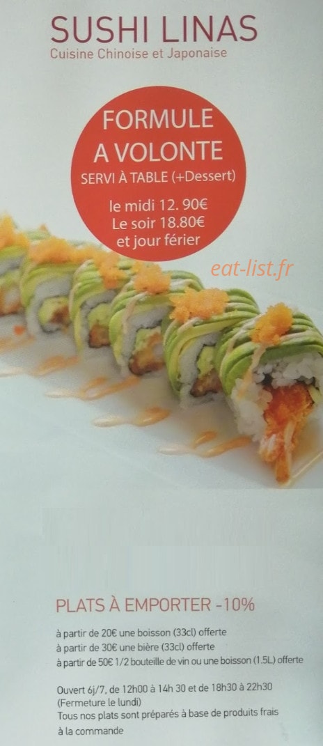 Sushi Linas — carte page 1
