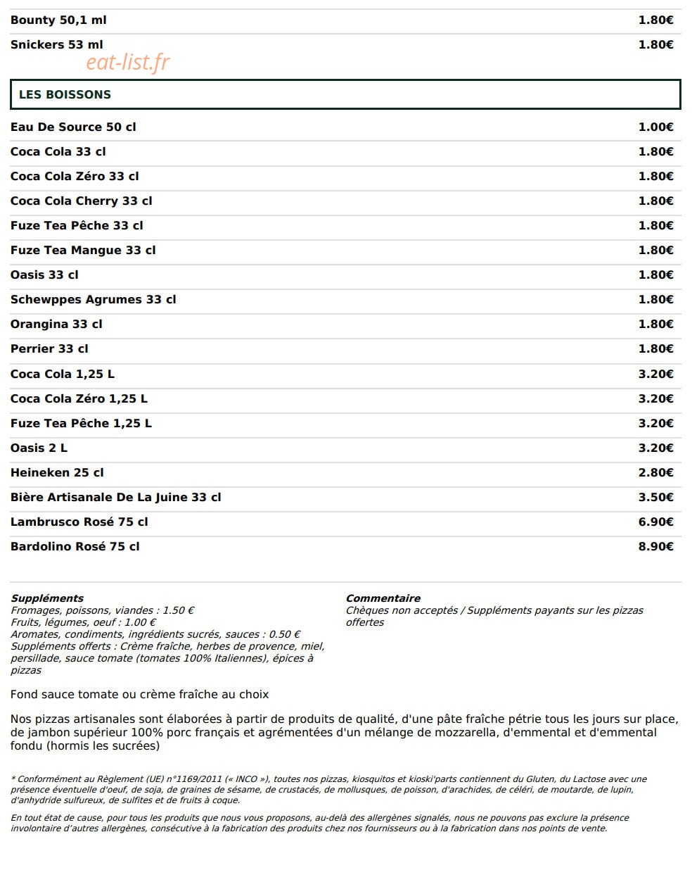 Le Kiosque à Pizzas — carte page 5