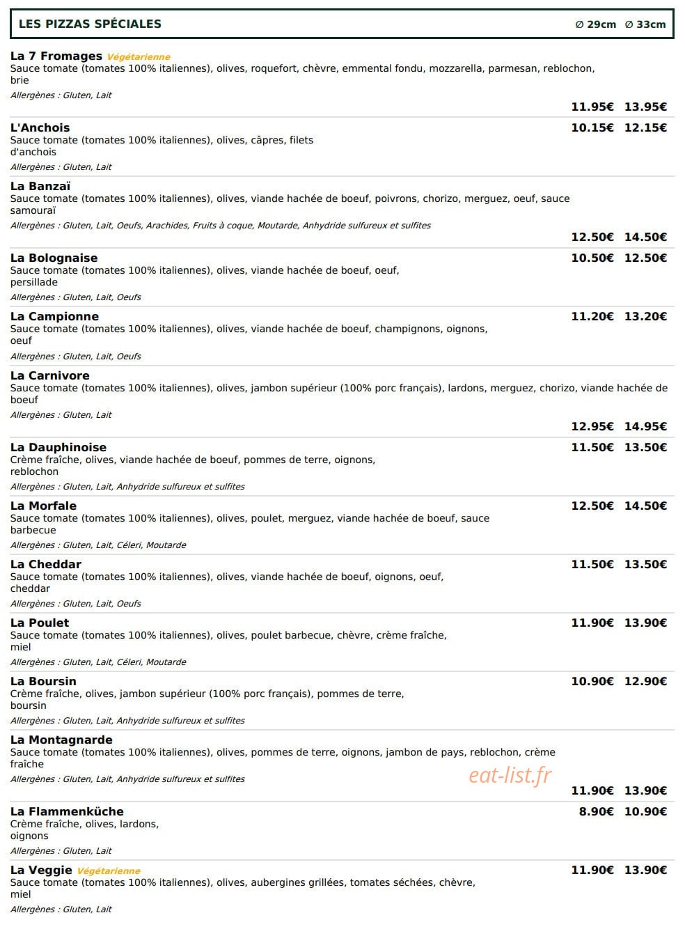 Le Kiosque à Pizzas — carte page 3