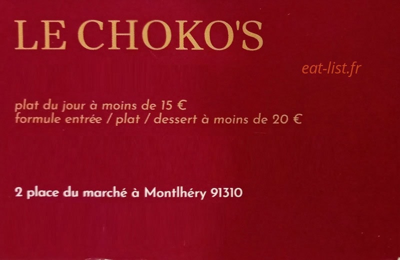 Le Choko's — carte page 1