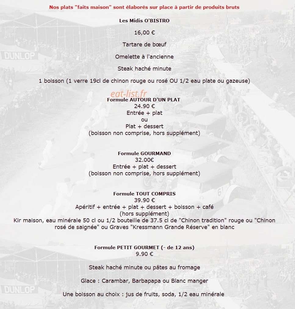 O'Bistro — carte page 4
