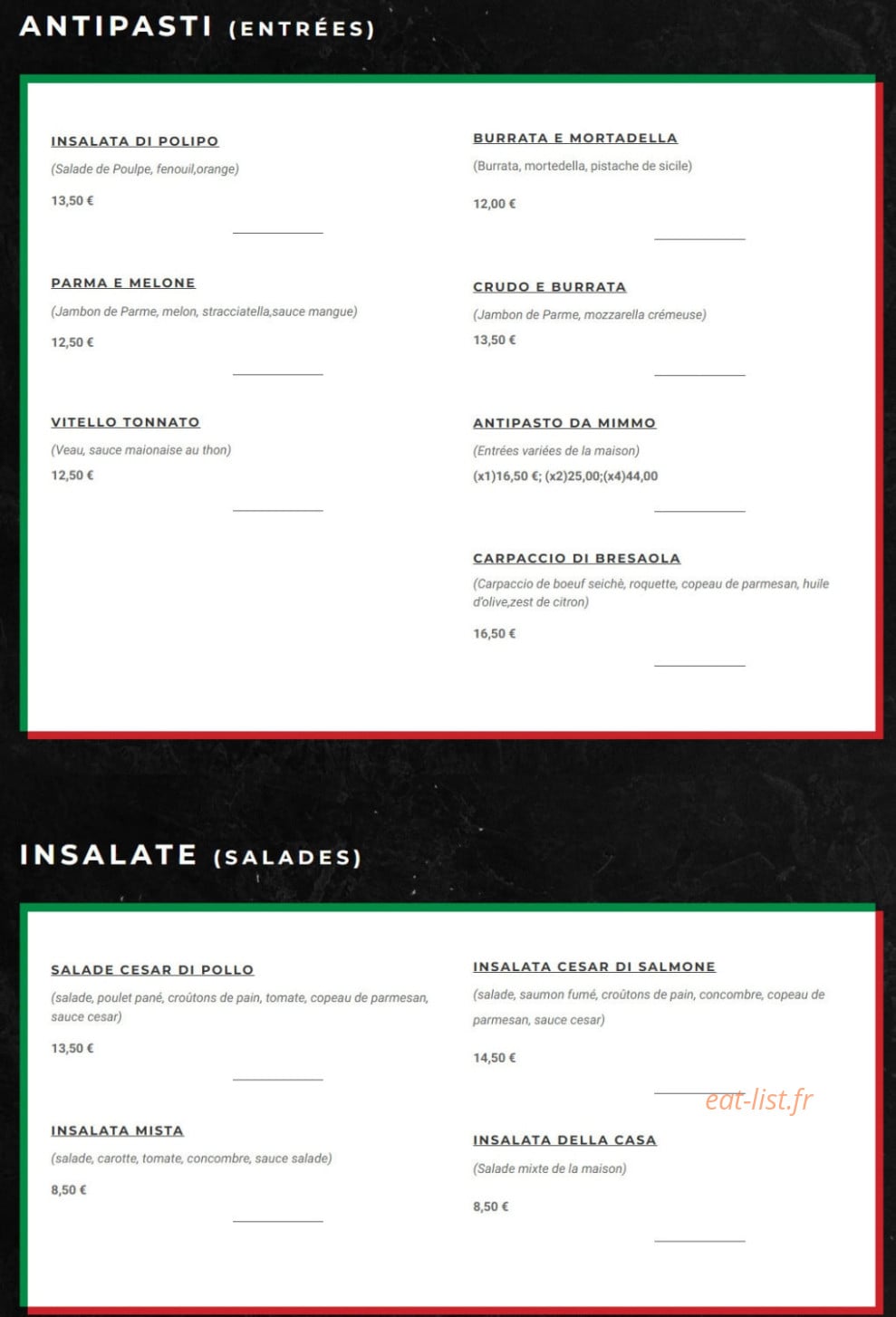 Da Mimmo — carte page 1