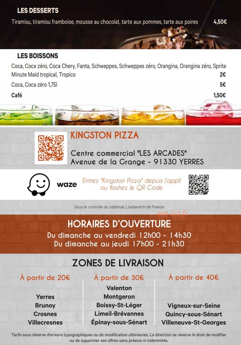 Kingston pizza — carte page 4