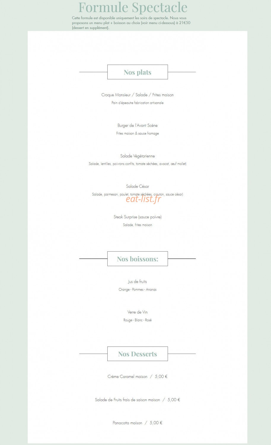 L’Avant Scène — carte page 2