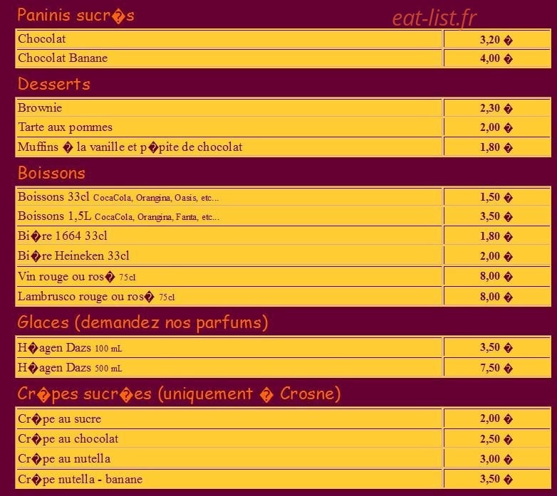 La Panipizz — carte page 4