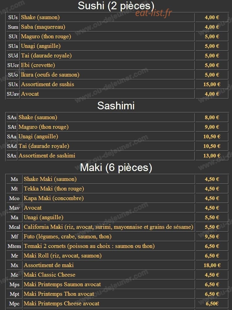 Restaurant Meiko — carte page 6