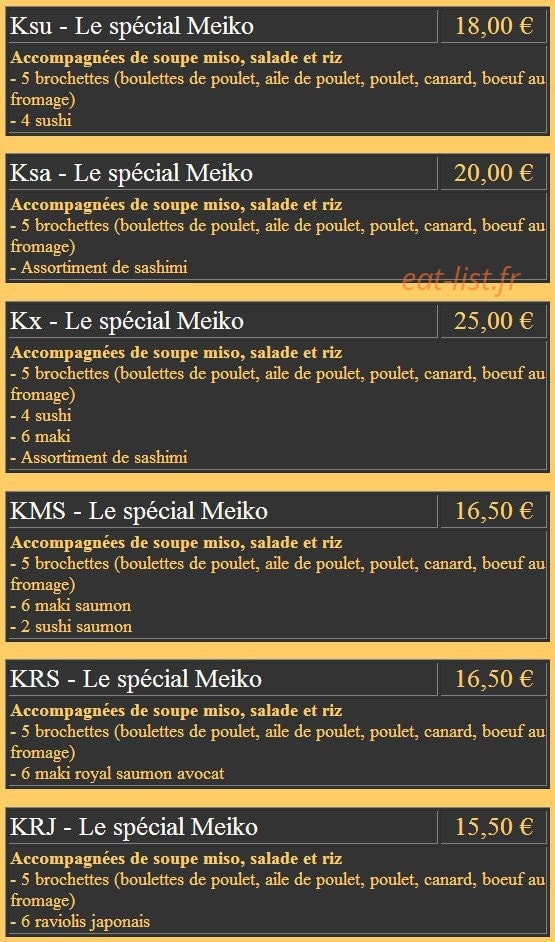 Restaurant Meiko — carte page 18