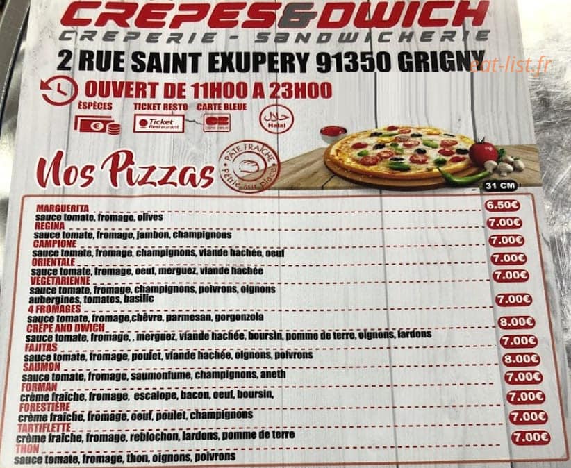 Crêpes & Dwich — carte page 1