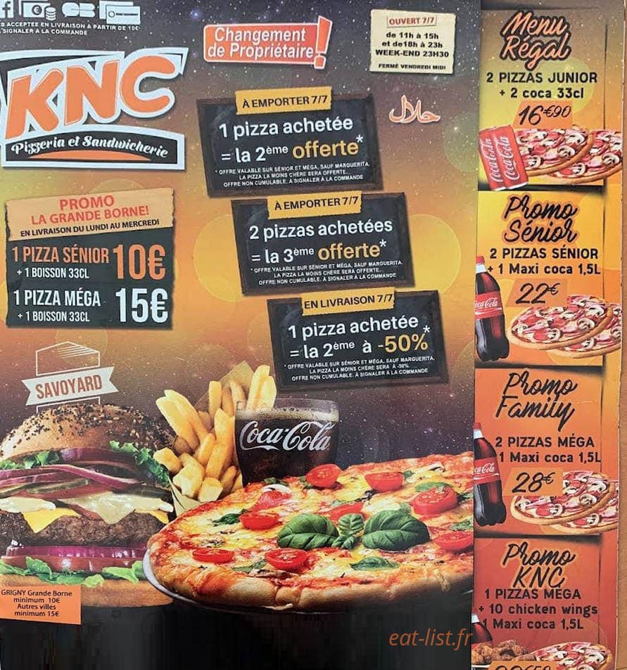 Knc pizzeria — carte page 1