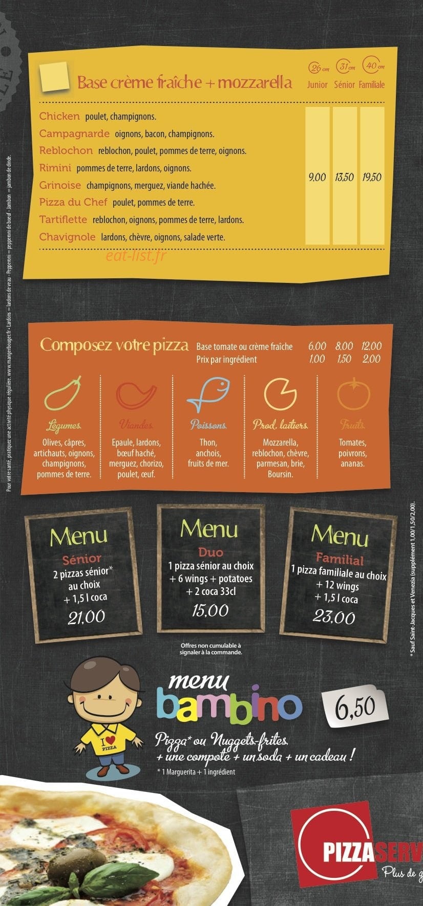 Pizza Service — carte page 1