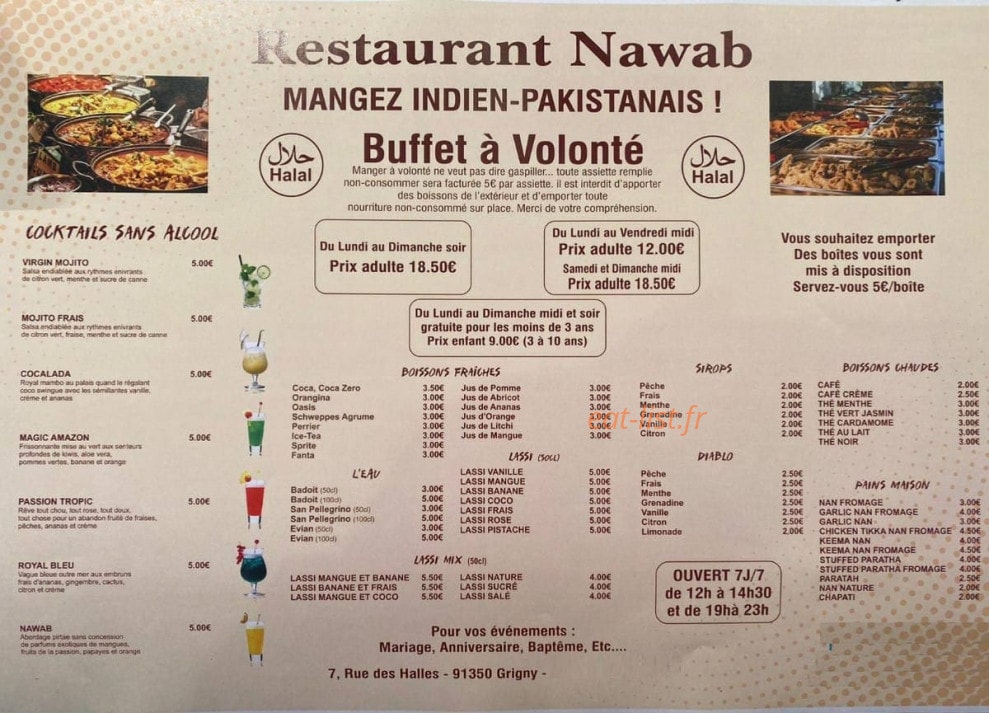 Restaurant Nawab — carte page 1
