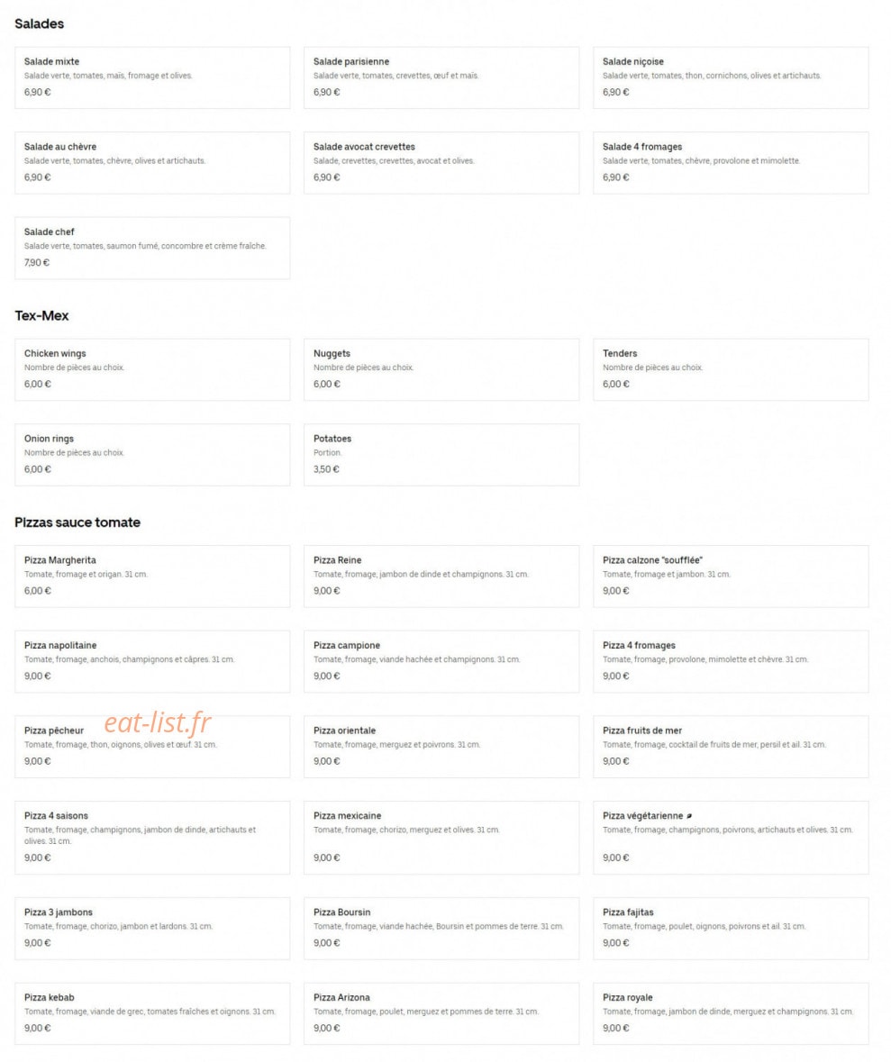 Street Pizza — carte page 2