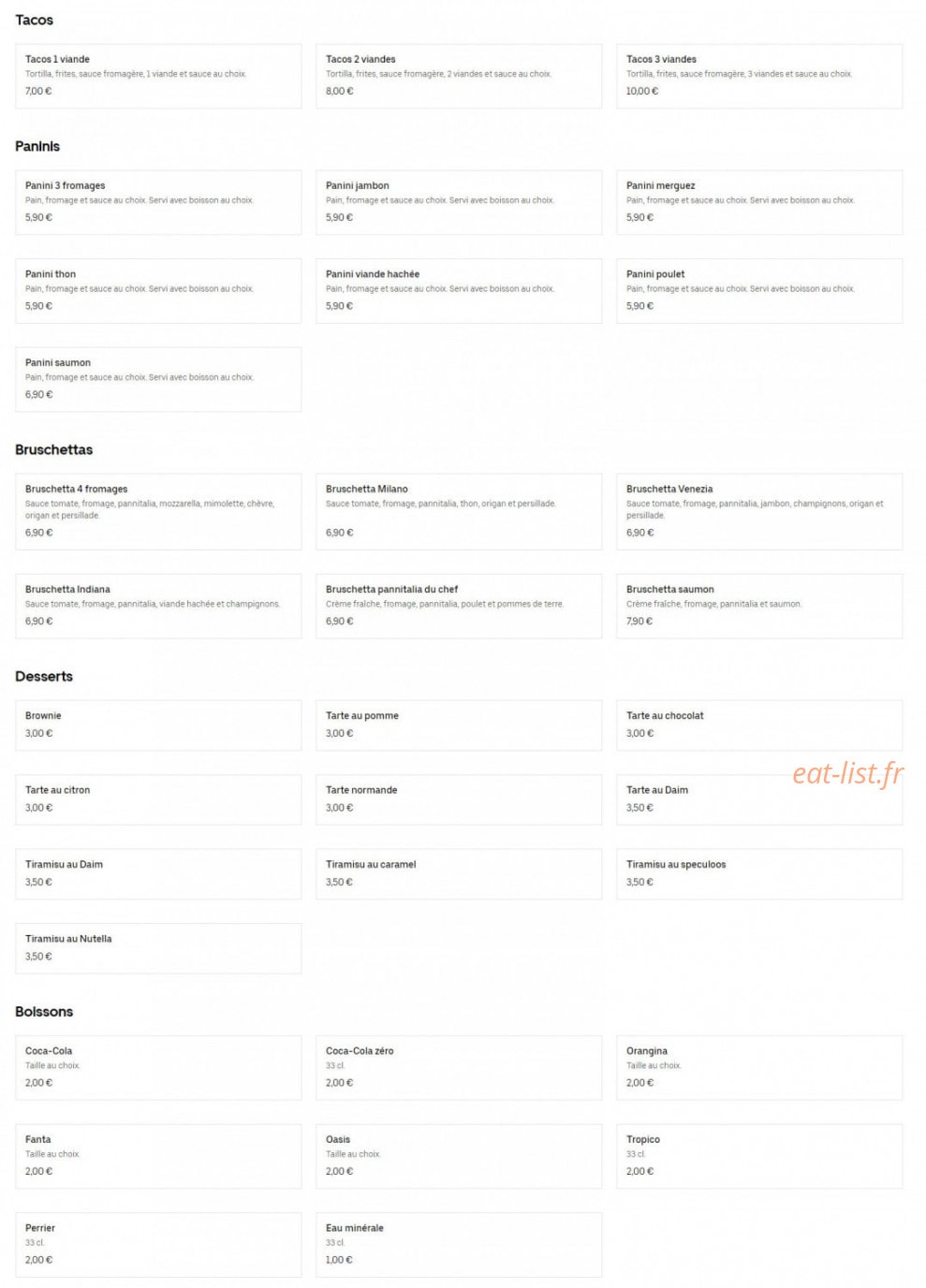 Street Pizza — carte page 4