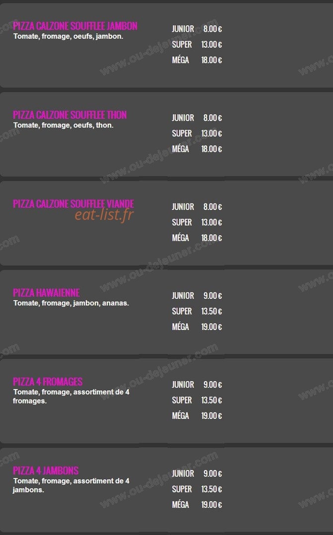 Maestra pizza — carte page 4
