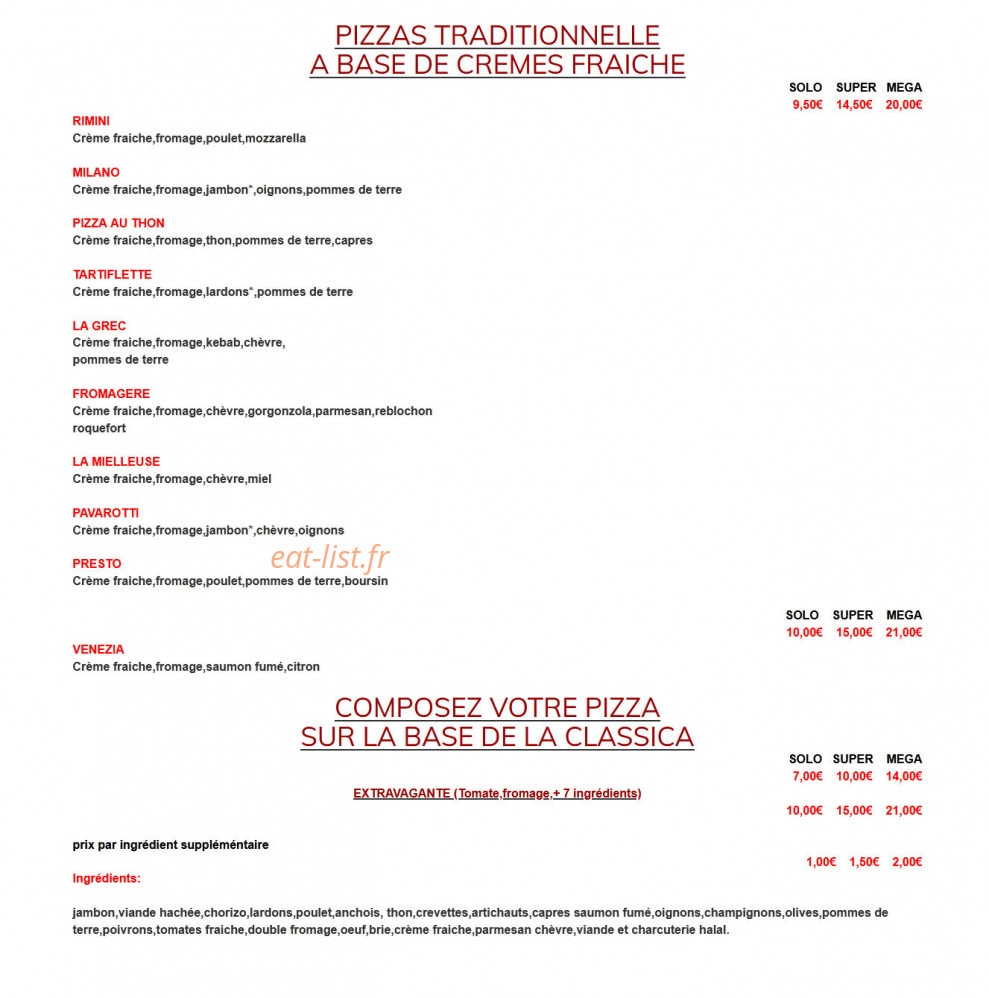 Pizza Presto — carte page 2