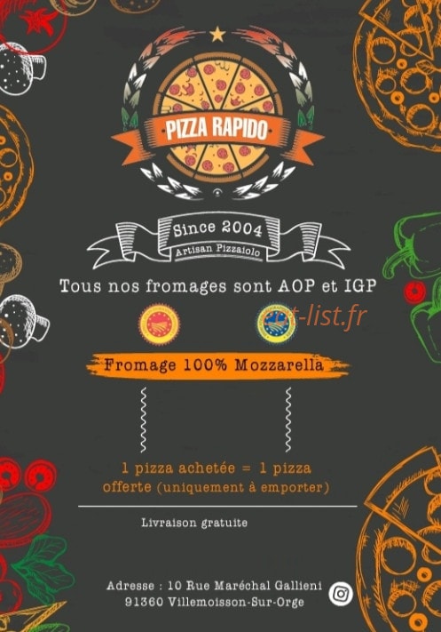 Pizza Rapido — carte page 1