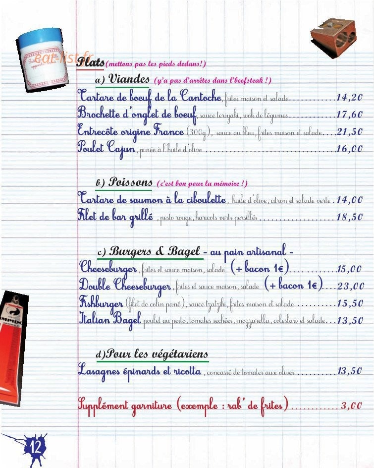 La Cantoche — carte page 12