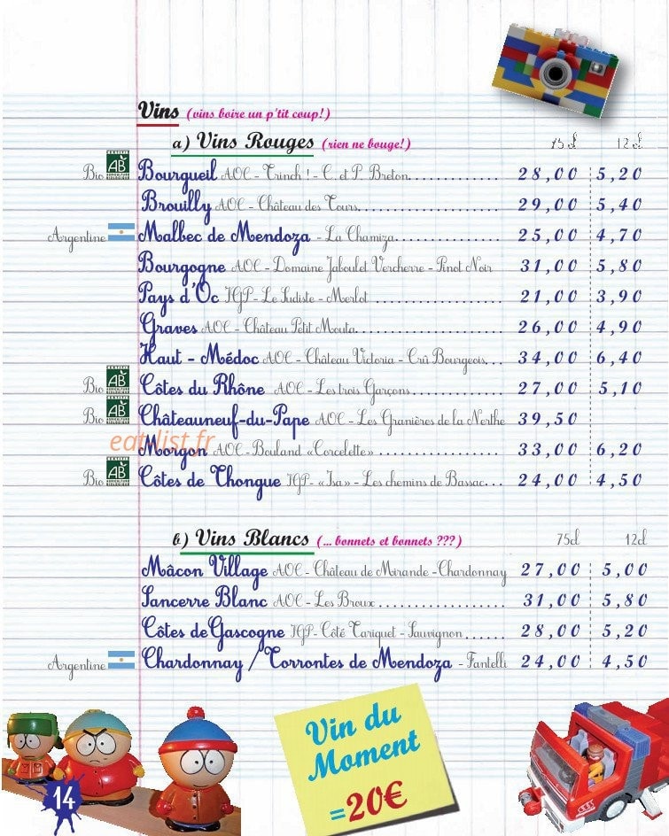 La Cantoche — carte page 14