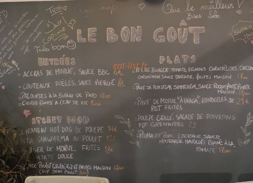 Le Bon Goût — carte page 1