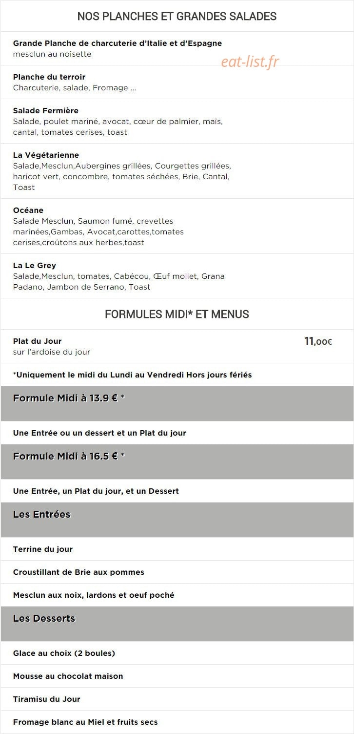 Le Grey Resto — carte page 3