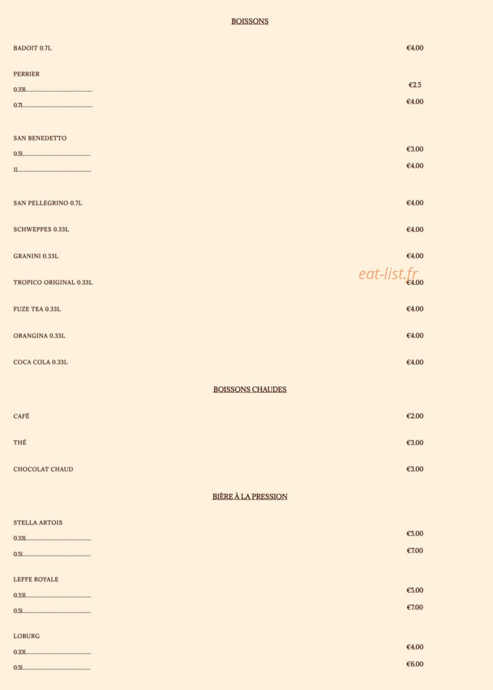 Brasserie du Château — carte page 4