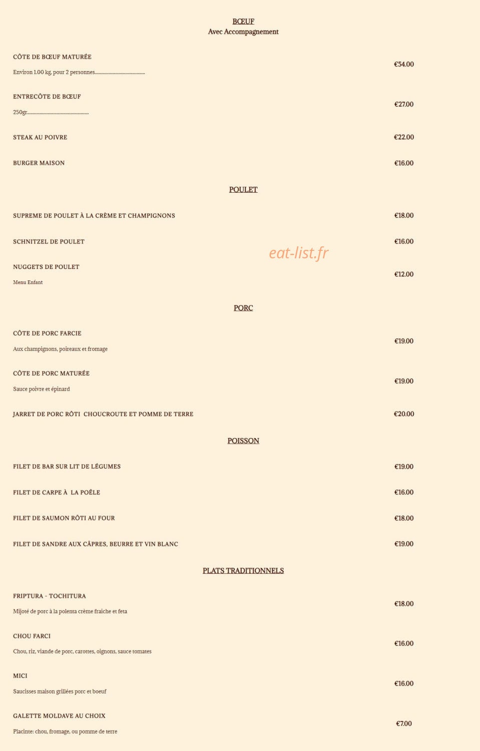 Brasserie du Château — carte page 2